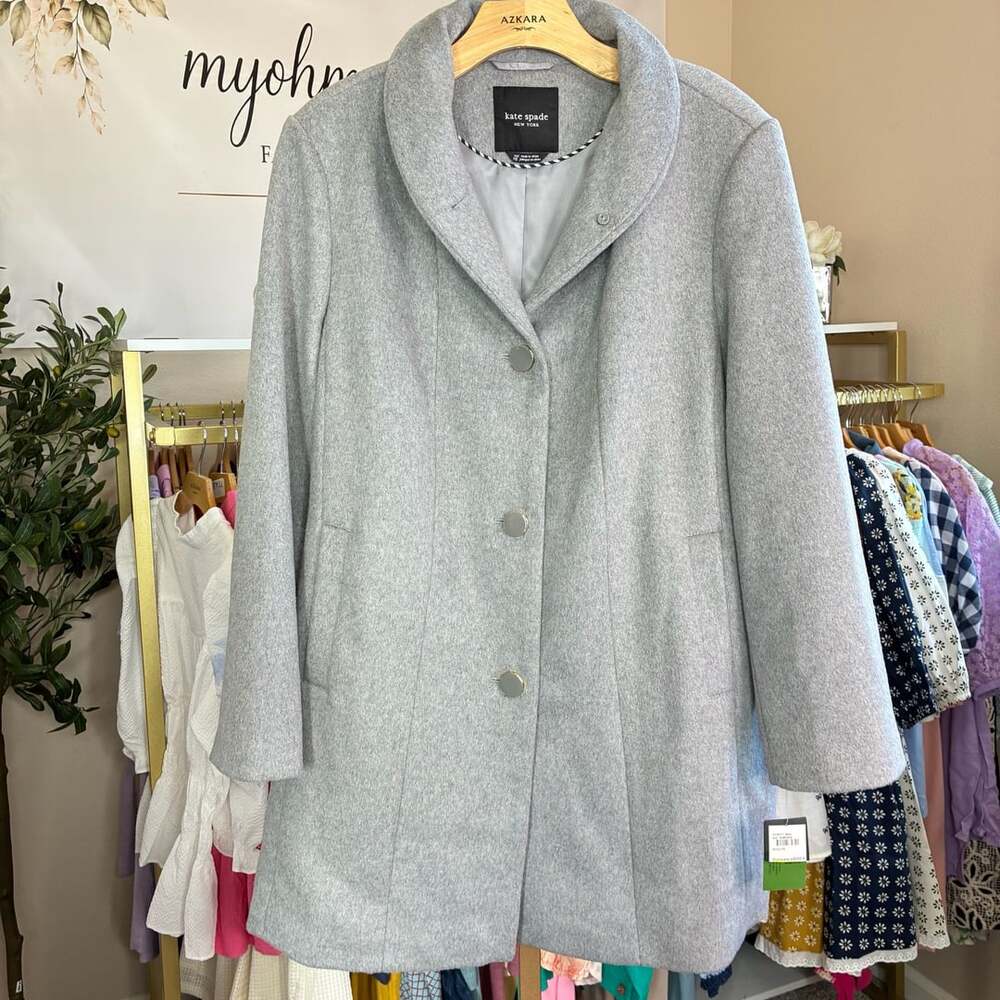 Kate Spade New York Wool Blend Coat Gray XXL NWT